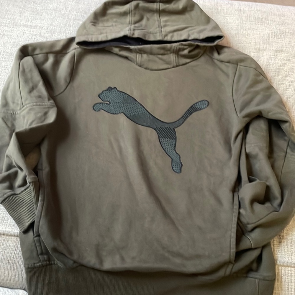 Boys Medium Olive Green Puma Hoodie